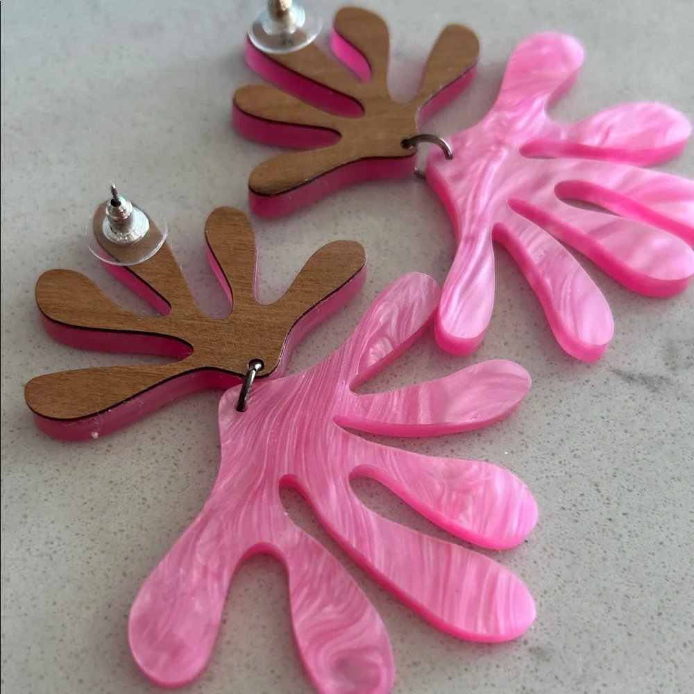 Pink Abstract Earrings